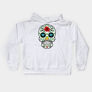 Mexican sugar skull with mustache Kids Hoodie